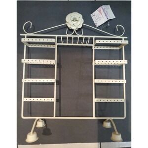 Sheffield Home Shabby Chic Ivory Metal Jewelry Holder Organizer